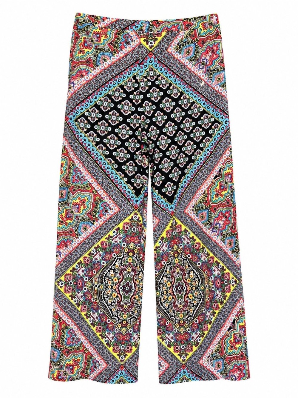 cha cha vente Multicolor Patchwork Wide-Leg Palazzo Pants SZ Small - Picture 3 of 7